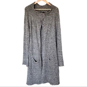 BCBG Max Azria Long Gray Cardigan Sweater Jacket Coat Size M